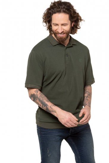 JP1880 712617 Polokošile se střihem na bříško Tmavě olivová - Polokošile - Polokošile 2XL-8XL - Trička s límečkem 2XL-8XL