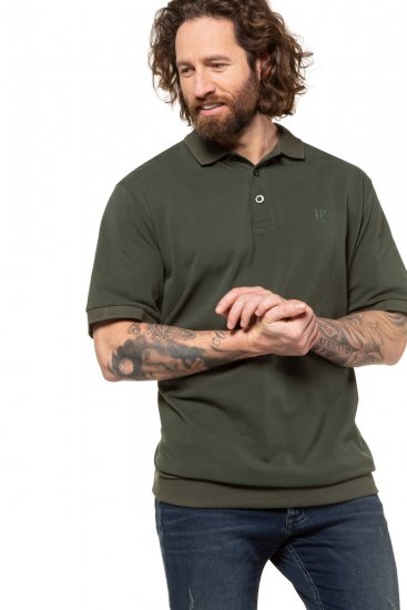JP1880 712617 Polokošile se střihem na bříško Tmavě olivová - Polokošile - Polokošile 2XL-8XL - Trička s límečkem 2XL-8XL