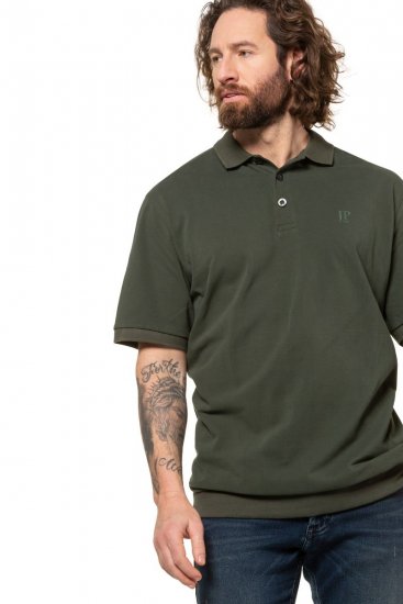 JP1880 712617 Polokošile se střihem na bříško Tmavě olivová - Polokošile - Polokošile 2XL-8XL - Trička s límečkem 2XL-8XL