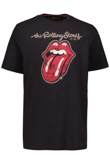 JP1880 Rolling Stones Graphic Band Comfort Fit T-Shirt Black - Trička - Trička nadměrné velikosti - 2XL-14XL