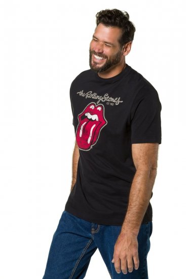 JP1880 Rolling Stones Graphic Band Comfort Fit T-Shirt Black - Trička - Trička nadměrné velikosti - 2XL-14XL