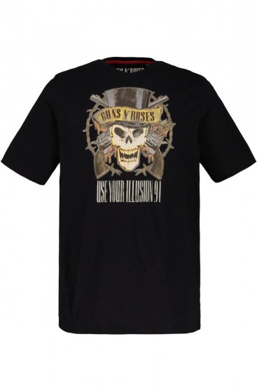 JP1880 Guns N’ Roses Skull Comfort Fit Band T-Shirt Black - Trička - Trička nadměrné velikosti - 2XL-14XL