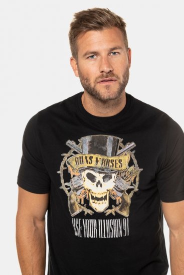 JP1880 Guns N’ Roses Skull Comfort Fit Band T-Shirt Black - Trička - Trička nadměrné velikosti - 2XL-14XL