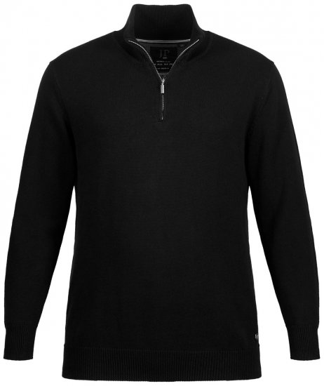 JP1880 716842 Pletený svetr se zipem u krku Černá - Mikiny & mikiny s kapucí - Mikiny & Mikiny s kapucí 2XL-12XL