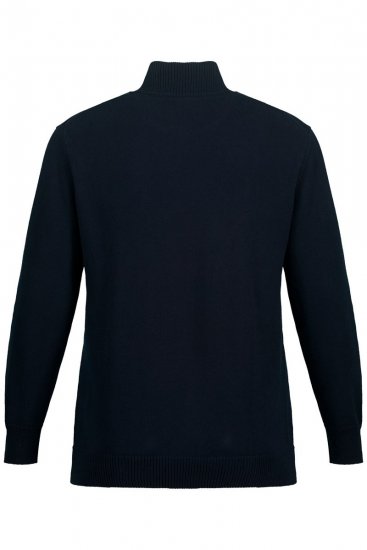 JP1880 716842 Pletený svetr se zipem u krku Tmavě modrá - Mikiny & mikiny s kapucí - Mikiny & Mikiny s kapucí 2XL-12XL