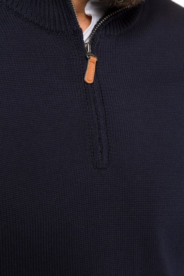 JP1880 716842 Pletený svetr se zipem u krku Tmavě modrá - Mikiny & mikiny s kapucí - Mikiny & Mikiny s kapucí 2XL-12XL