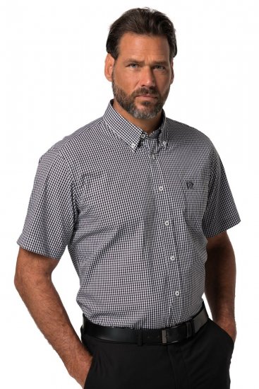 JP1880 722860 Kostkovaná košile s krátkým rukávem Černá - Košile - Košile 2XL-10XL