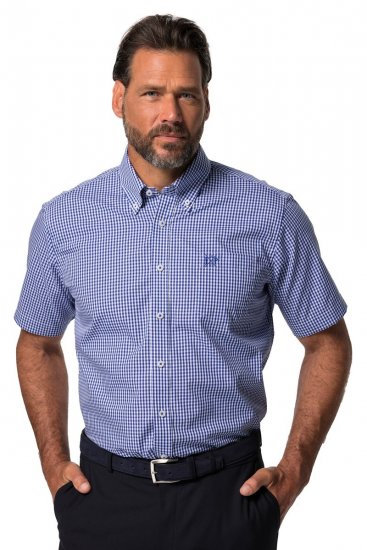 JP1880 722860 Kostkovaná košile s krátkým rukávem Světle modrá - Košile - Košile 2XL-10XL