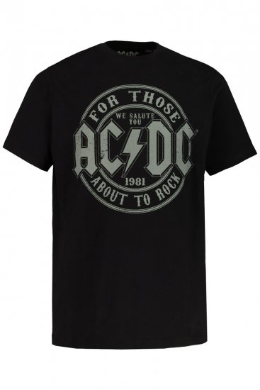 JP1880 AC/DC Graphic Comfort Fit Band T-Shirt Black - Trička - Trička nadměrné velikosti - 2XL-14XL