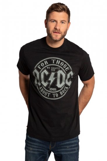 JP1880 AC/DC Graphic Comfort Fit Band T-Shirt Black - Trička - Trička nadměrné velikosti - 2XL-14XL