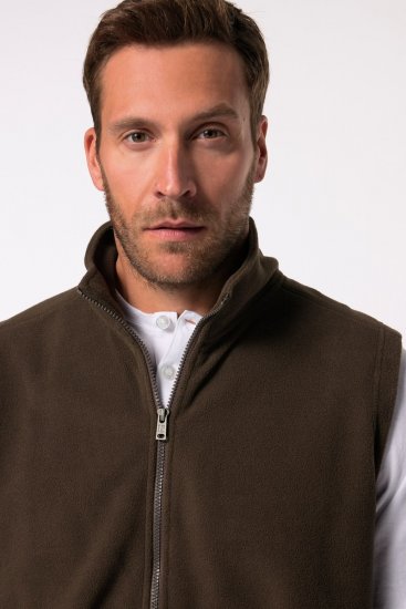JP1880 Fleece Vest Stand-up Collar Brown - Bundy - Bundy Nadměrné Velikosti - 2XL-8XL
