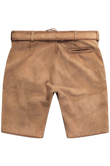 JP1880 Premium Goat Suede Staghorn Embroidery Shorts Leather Brown - Šortky - Šortky Nadměrné Velikosti W40-W60