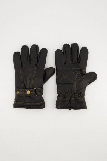 JP1880 Gloves Leather Warm Lining Black - Rukavice - 