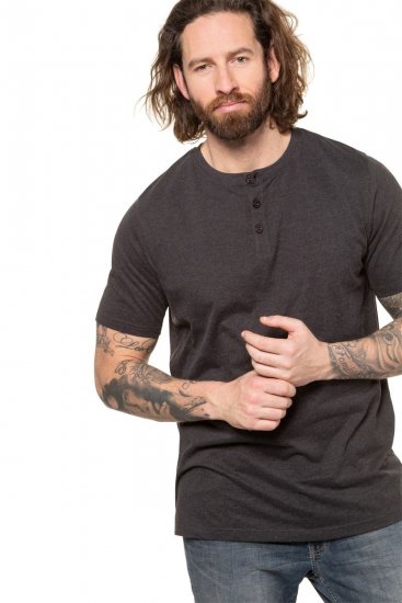 JP1880 726695 Tričko Henley Tmavě šedá - Trička - Trička nadměrné velikosti - 2XL-14XL