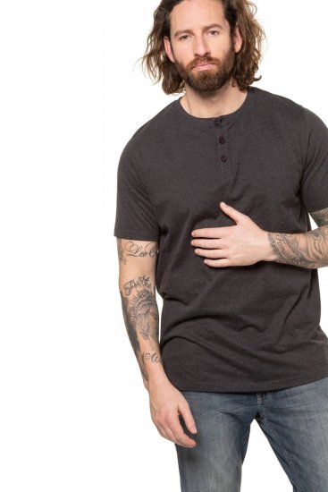 JP1880 726695 Tričko Henley Tmavě šedá - Trička - Trička nadměrné velikosti - 2XL-14XL