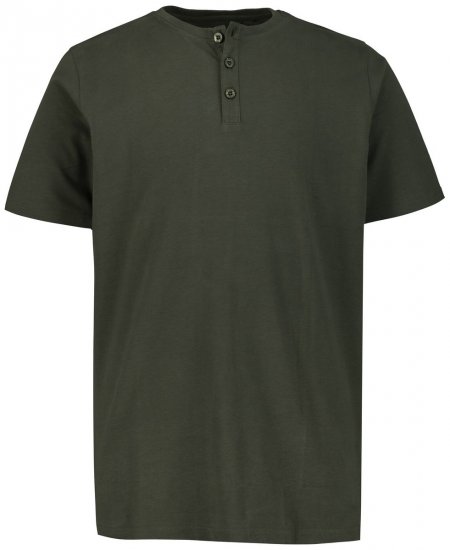 JP1880 726695 Tričko Henley Tmavě olivová - Trička - Trička nadměrné velikosti - 2XL-14XL
