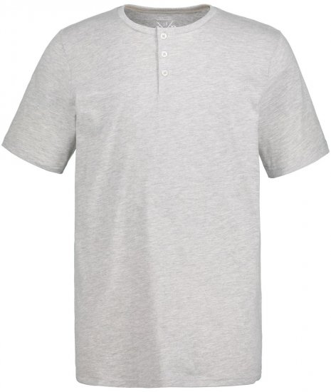 JP1880 726695 Tričko Henley Šedá melír - Trička - Trička nadměrné velikosti - 2XL-14XL