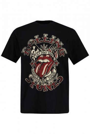 JP1880 Rolling Stones Graphic Comfort Fit Band T-Shirt Black - Trička - Trička nadměrné velikosti - 2XL-14XL