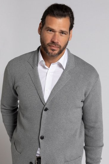 JP1880 Milano Flexnamic Pletené sako Šedá melír - Obleky - Obleky 2XL-8XL