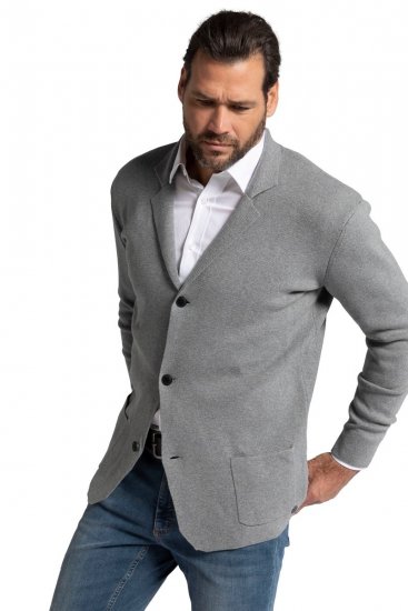 JP1880 Milano Flexnamic Pletené sako Šedá melír - Obleky - Obleky 2XL-8XL