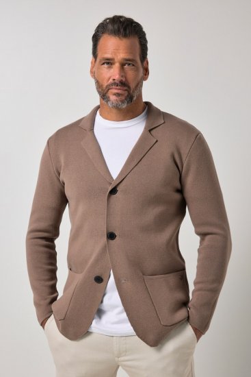 JP1880 Milano Flexnamic Pletené sako Ořechově hnědá - Obleky - Obleky 2XL-8XL