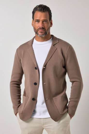 JP1880 Milano Flexnamic Pletené sako Ořechově hnědá - Obleky - Obleky 2XL-8XL
