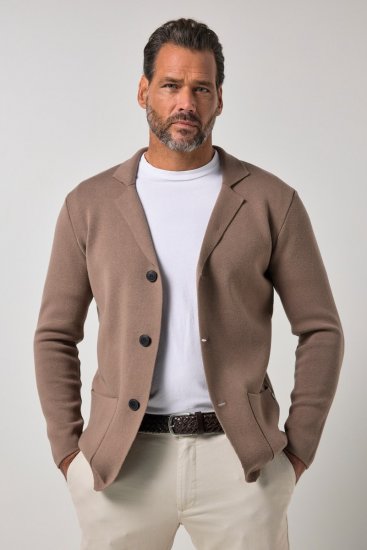 JP1880 Milano Flexnamic Pletené sako Ořechově hnědá - Obleky - Obleky 2XL-8XL