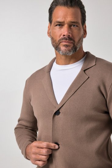 JP1880 Milano Flexnamic Pletené sako Ořechově hnědá - Obleky - Obleky 2XL-8XL
