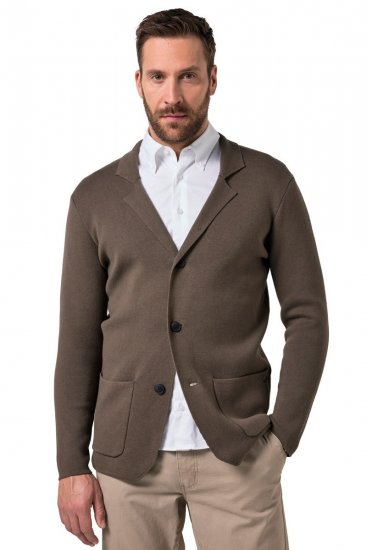 JP1880 Milano Flexnamic Pletené sako Khaki hnědá - Obleky - Obleky 2XL-8XL