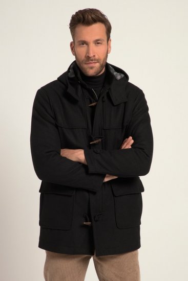 JP1880 Dufflecoat Water-repellent Black - Bundy - Bundy Nadměrné Velikosti - 2XL-8XL