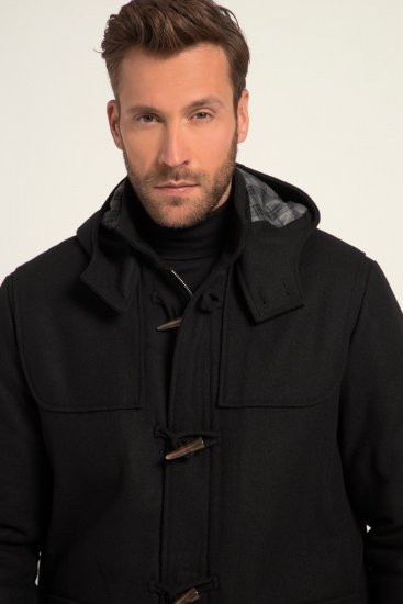 JP1880 Dufflecoat Water-repellent Black - Bundy - Bundy Nadměrné Velikosti - 2XL-8XL