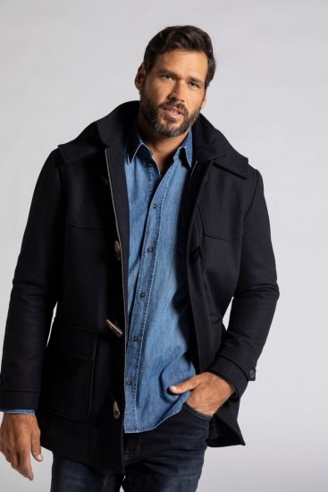 JP1880 Duffle Coat Water Repellent with Detachable Hood Navy - Bundy - Bundy Nadměrné Velikosti - 2XL-8XL