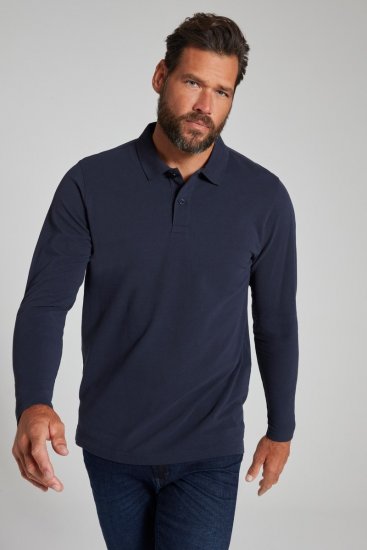 JP1880 799230 Polokošile s dlouhým rukávem Tmavě modrá - Polokošile - Polokošile 2XL-8XL - Trička s límečkem 2XL-8XL