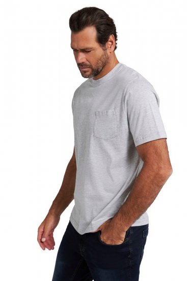 JP1880 799997 Tričko s náprsní kapsou Šedá melír - Trička - Trička nadměrné velikosti - 2XL-14XL