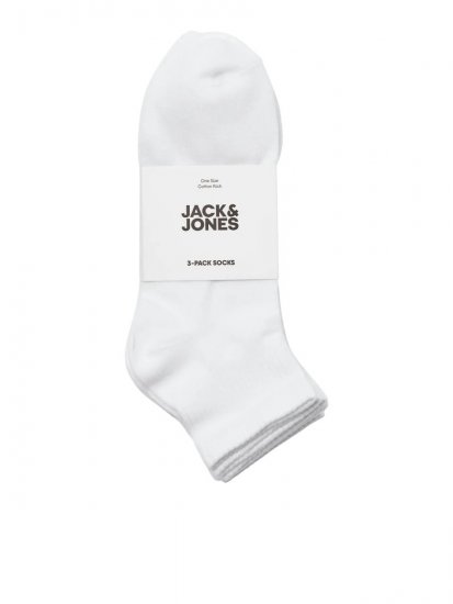 Jack & Jones Leon Tenisové ponožky Bílá 3-pack - Spodní prádlo - Spodní Prádlo Nadměrné Velikosti 2XL-8XL