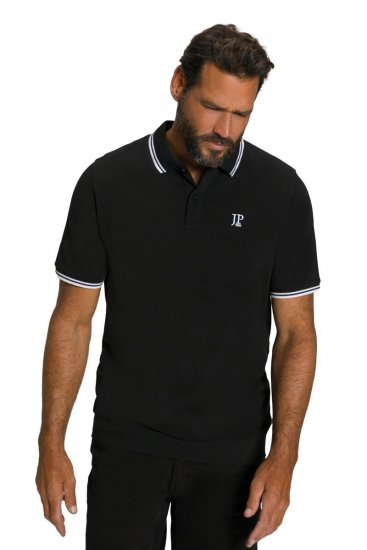 JP1880 802789 Polokošile s bílým kontrastním límcem Černá - Polokošile - Polokošile 2XL-8XL - Trička s límečkem 2XL-8XL