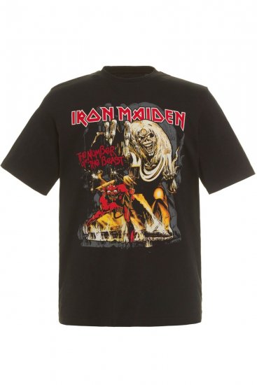 JP1880 Iron Maiden - Number of the Beast Graphic Comfort Fit Band T-Shirt Black - Trička - Trička nadměrné velikosti - 2XL-14XL