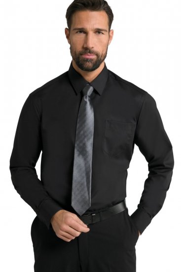 JP1880 Shirt Business Kent Collar Long Sleeve Black TALL - PÁNSKÉ OBLEČENÍ MT-6XLT - TALL-velikosti