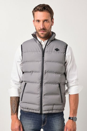 JP1880 Quilted Vest Outdoor Stand-up Collar Grey - Bundy - Bundy Nadměrné Velikosti - 2XL-8XL