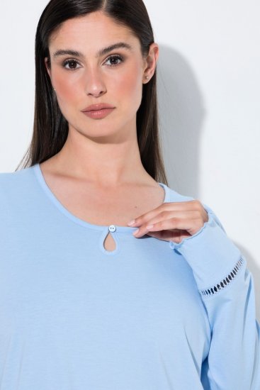 Ulla Popken 810592 Pyžamo s krajkou Světle modrá - Pyžama/oblečení pro volný čas - 