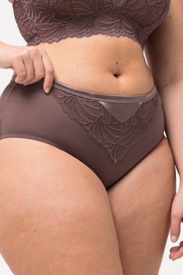 Ulla Popken 811602 Kalhotky s krajkou Hnědá - Kalhotky - 