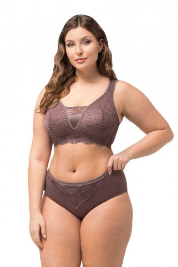Ulla Popken 811602 Kalhotky s krajkou Hnědá - Kalhotky - 