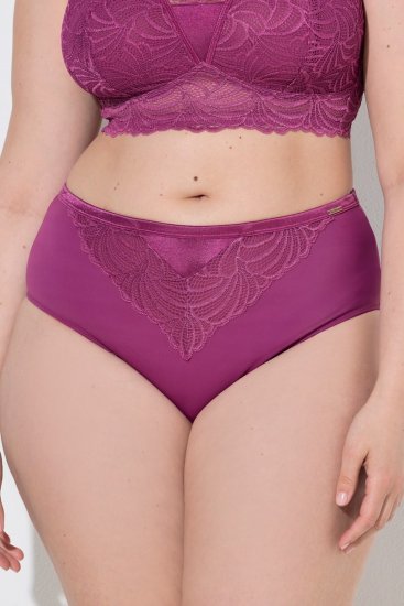 Ulla Popken 811602 Kalhotky s krajkou Tmavě fialová - Kalhotky - 