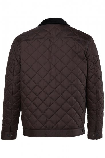 JP1880 811805 Prošívaná bunda s manšestrovým límcem Černohnědá - Bundy - Bundy Nadměrné Velikosti - 2XL-8XL