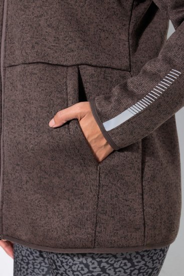 Ulla Popken 812880 Pletená fleecová bunda s teddy fleecem Taupe - Fleecové oblečení - 