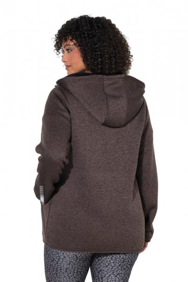 Ulla Popken 812880 Pletená fleecová bunda s teddy fleecem Taupe - Fleecové oblečení - 