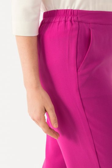 Ulla Popken 813306 Široké kalhoty k obleku s pružným pasem Purpurová - Látkové kalhoty - Dámské látkové kalhoty nadměrných velikostí
