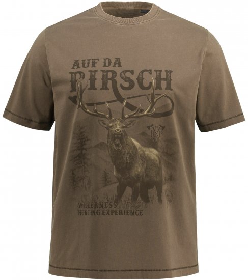 JP1880 Comfortable Fit Vintage Look T-Shirt Light Brown - Trička - Trička nadměrné velikosti - 2XL-14XL