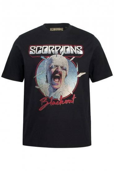 JP1880 Scorpions Blackout Graphic Comfort Fit Band T-Shirt Black - Trička - Trička nadměrné velikosti - 2XL-14XL