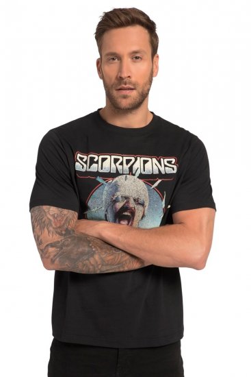 JP1880 Scorpions Blackout Graphic Comfort Fit Band T-Shirt Black - Trička - Trička nadměrné velikosti - 2XL-14XL